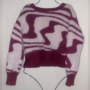 A.Byers XS Retro Swirl Fuzzy Knit Cropped Sweater